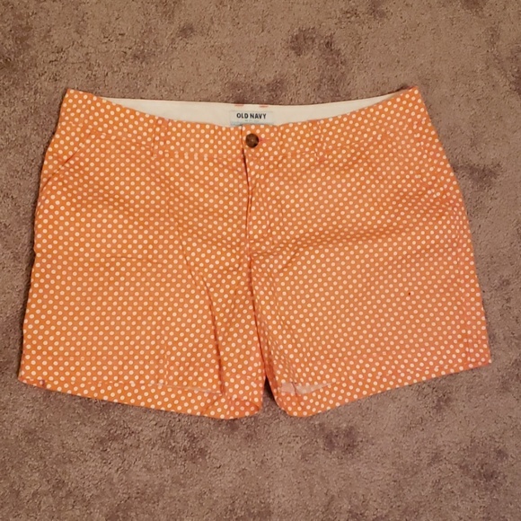 Old Navy Pants - Old Navy Creamsicle & White Polka Dot Shorts 14